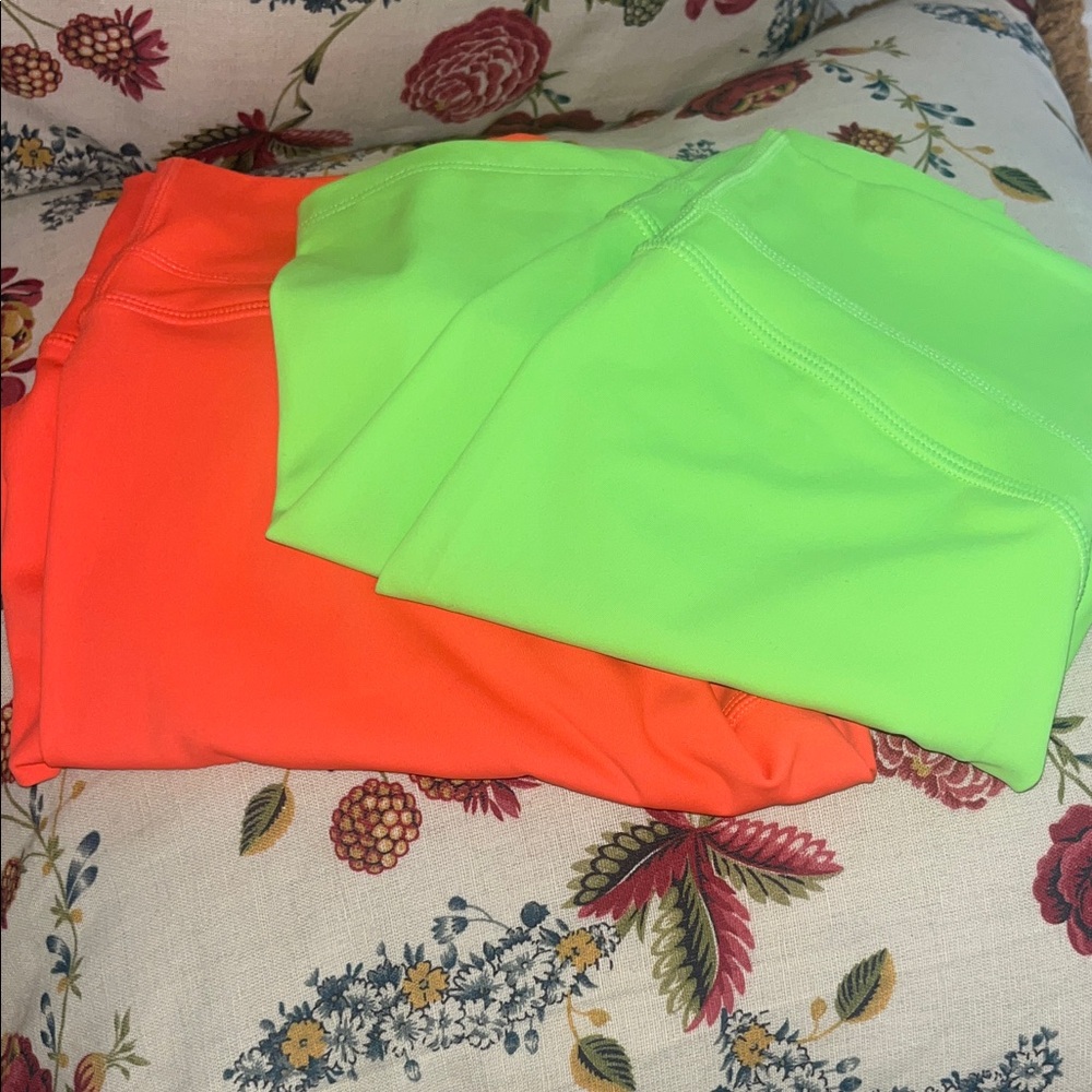 Neon Bike Shorts - Orange & Lime Green